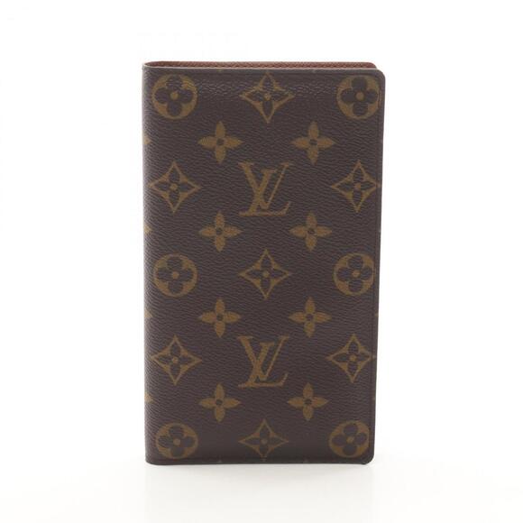 Louis Vuitton Porte Chequier Carte Credit Bifold Long Wallet Canvas Monogram...